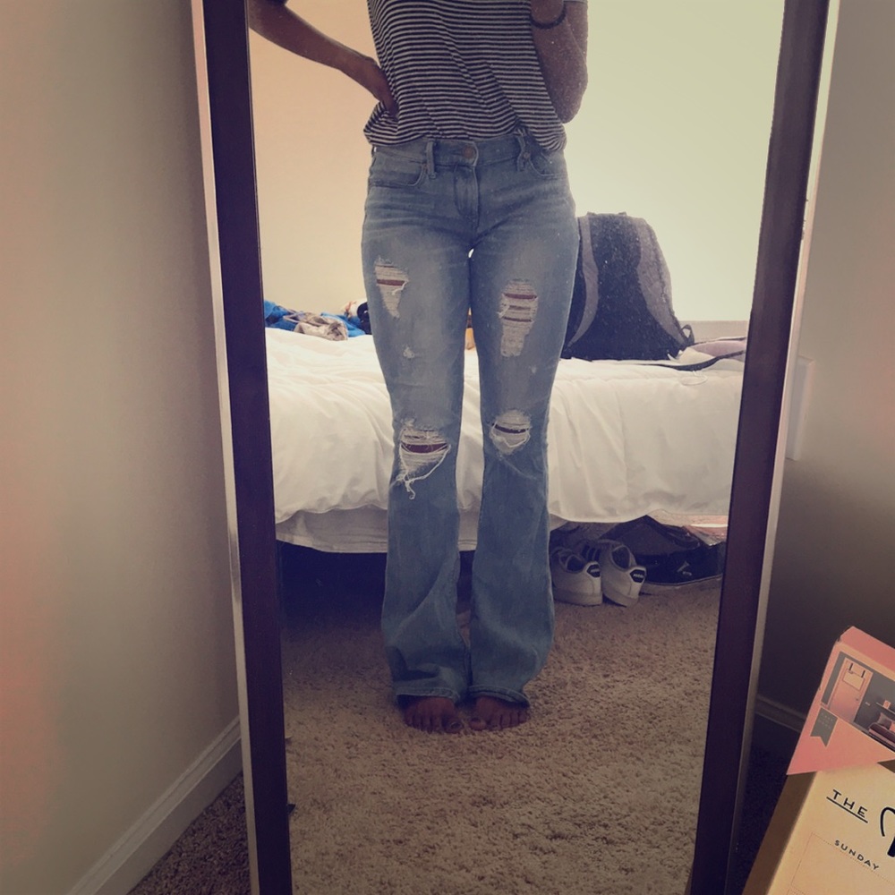 Express Ripped Flare Jeans, Size 2 (Fits like 4)